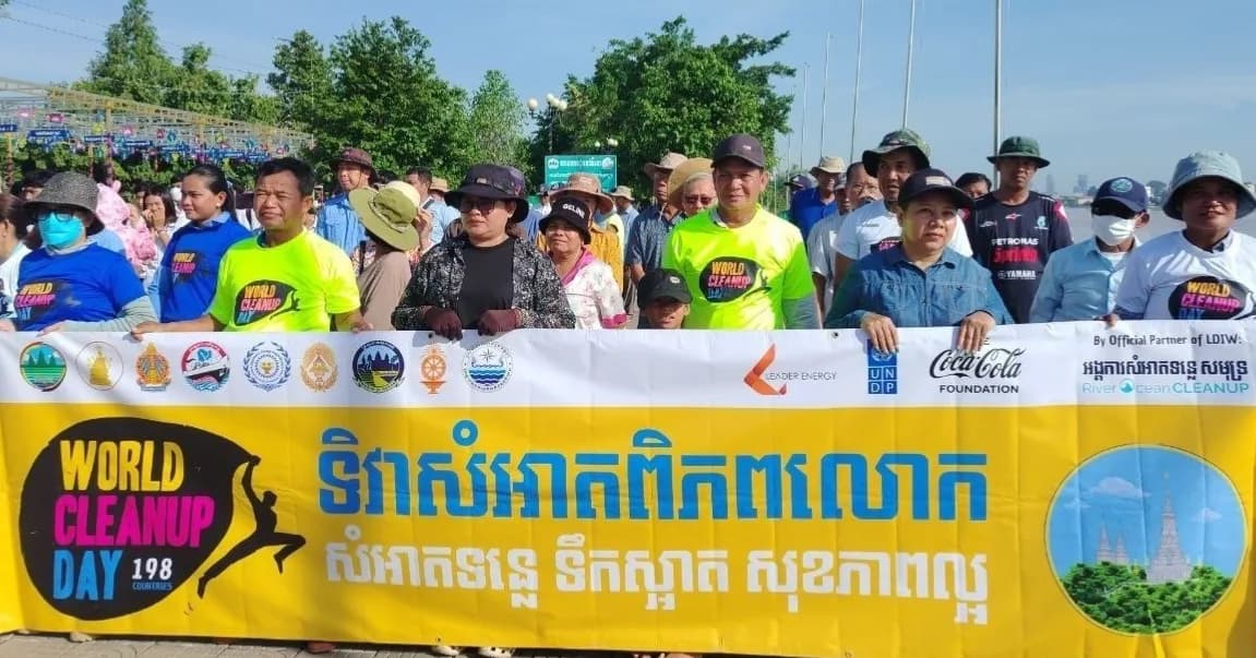 មន្ទីរបរិស្ថានខេត្តកណ្តាល សហការជាមួយអង្គការសំអាតទន្លេ សមុទ្រ រៀបចំទិវាសម្អាតពិភពលោកលើកទី៩ (9th Would  Cleanup)នៅក្រុងតាខ្មៅ