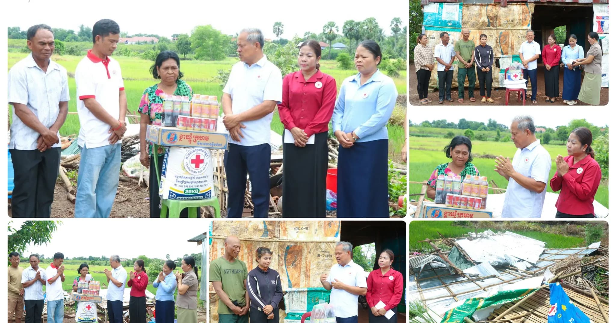 អាជ្ញាធរស្រុកតាំងគោក ចុះអន្តរាគមន៍ និងនាំយកអំណោយកាកបាទក្រហម ចែកជូនប្រជាពលរដ្ឋរងគ្រោះដោយខ្យល់កន្ត្រាក់ នៅឃុំច្រនាង