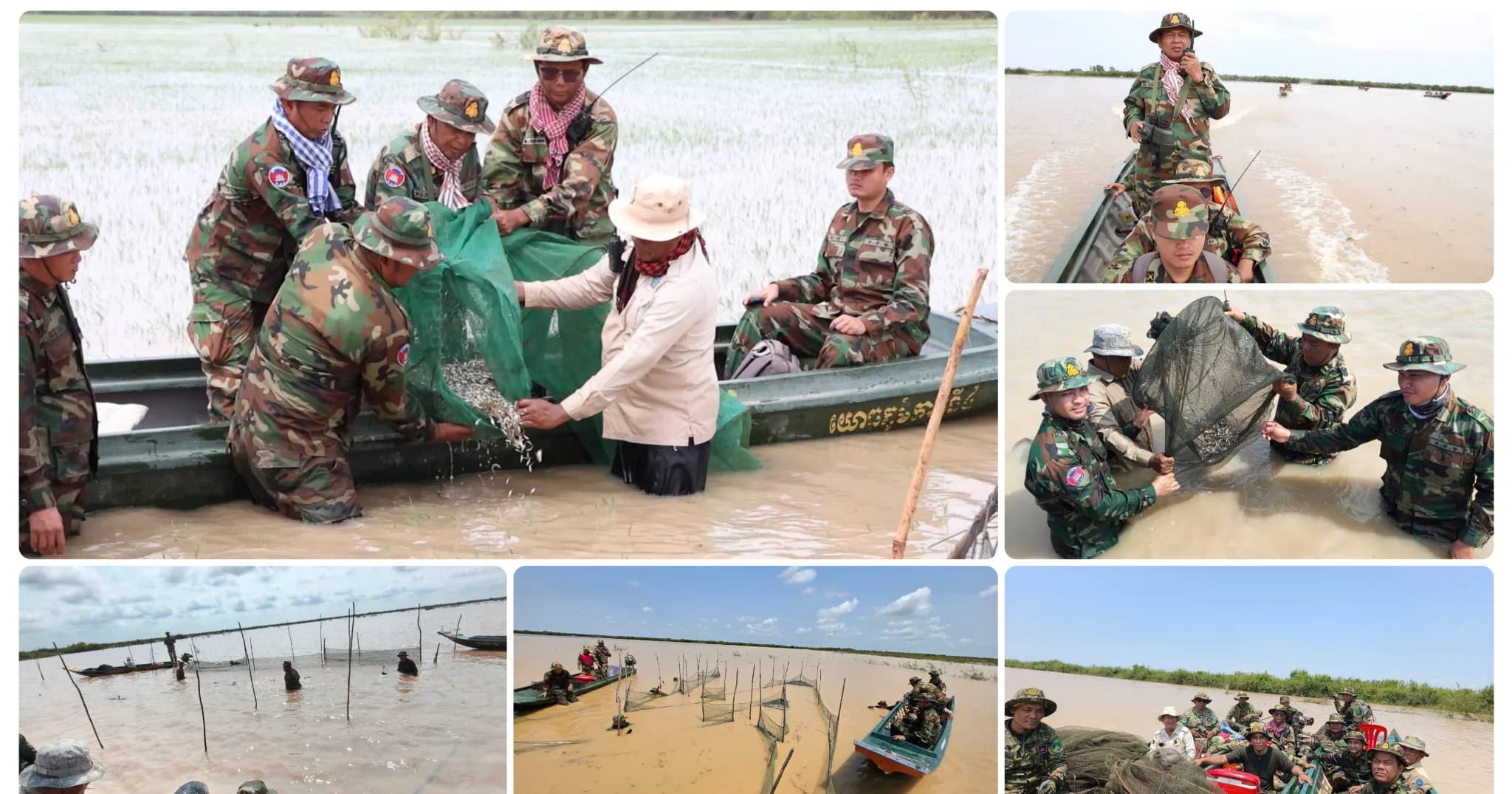 កងកម្លំាងចម្រុះខេត្តកំពង់ធំ បន្តសកម្មភាពបង្ក្រាបឧបករណ៍នេសាទខុសច្បាប់នៅតំបន់ព្រំប្រទល់ស្រុកជីក្រែង ខេត្តសៀមរាប និងស្រុកស្ទោង ខេត្តកំពង់ធំ